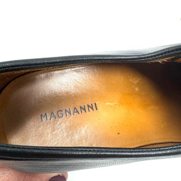 Magnanni Federico Toe Cap Black Leather Oxford Shoes Mens 10.5 Old Money Work - Picture 9 of 10